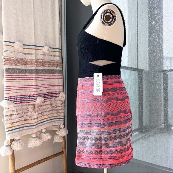 Saylor Black Coral Embellished Sleeveless Mini Dress Women’s Size Small - Picture 4 of 11